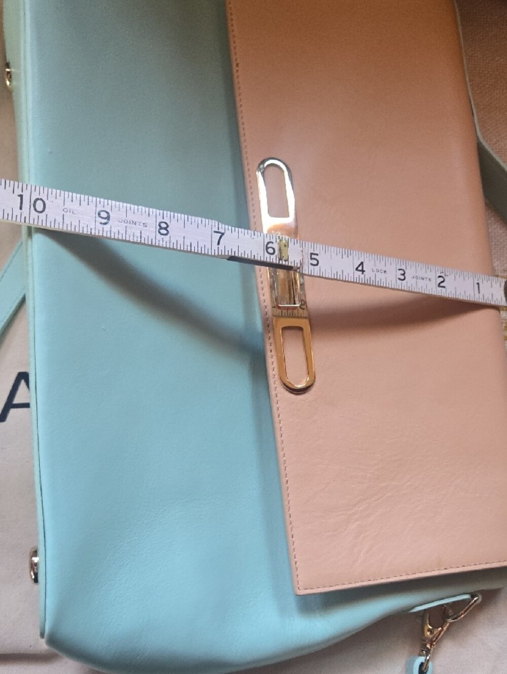 Two-Tone Mint and Beige Top-Handle Crossbody - Picture 6 of 7